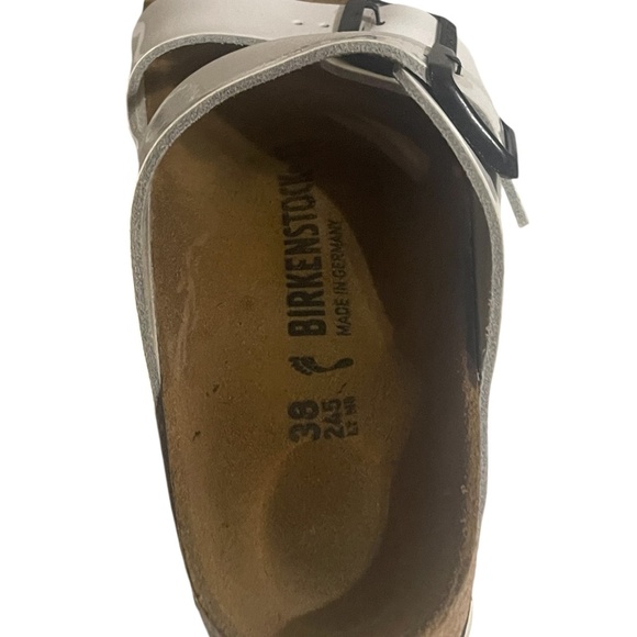 Birkenstock Sandals Womens 38 Arizona Buckle Straps Flats White Leather Slip On - Picture 11 of 14